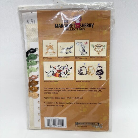 Margaret Sherry Collection Purr-Dicament Cross Stitch Cat Heritage Stitchcraft - Picture 3 of 4